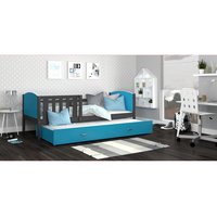 Detská posteľ s prístelkou TAMI R2 - 190x80 cm - modro-šedá