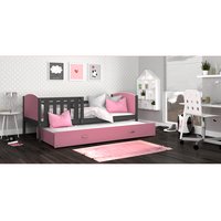 Detská posteľ s prístelkou TAMI R2 - 200x90 cm - ružovo-šedá