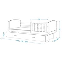Detská posteľ so zásuvkou TAMI R - 200x90 cm - modro-šedá