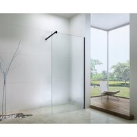 Kúpeľňová pevná zástena WALK-IN 100 cm - čierna - číre sklo