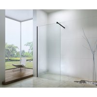 Kúpeľňová pevná zástena WALK-IN 110 cm - čierna - číre sklo