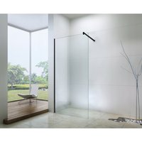 Kúpeľňová pevná zástena WALK-IN 120 cm - čierna - číre sklo