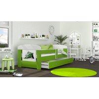 Detská posteľ so zásuvkou PHILIP - 140x80 cm - zelená / futbal