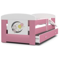 Detská posteľ so zásuvkou PHILIP - 160x80 cm - ružová / králiček
