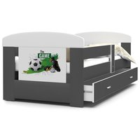 Detská posteľ so zásuvkou PHILIP - 160x80 cm - sivá / futbal