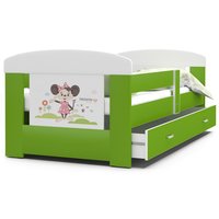 Detská posteľ so zásuvkou PHILIP - 160x80 cm - zelená / myška