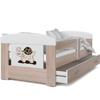 Detská posteľ so zásuvkou PHILIP - 180x80 cm - sonoma / želvička