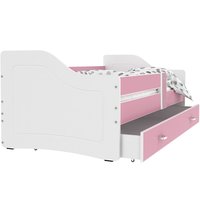 Detská posteľ so zásuvkou SWEET - 140x80 cm - ružovo-biela
