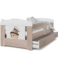 Detská posteľ so zásuvkou PHILIP - 180x80 cm - sonoma / parník