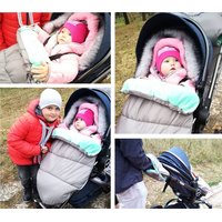 Detský fusak do kočíka s kožušinou a rukávnikom - granátové-modrý (31)