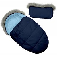 Detský fusak do kočíka s kožušinou a rukávnikom - granátové-modrý (31)