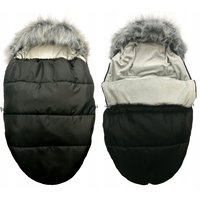 Detský fusak do kočíka s kožušinou a rukávnikom - granátové-modrý (31)