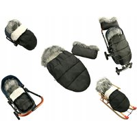 Detský fusak do kočíka s kožušinou a rukávnikom - granátové-modrý (31)