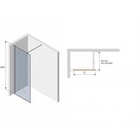 Kúpeľňová pevná zástena FOX duo 80 cm - čierna - číre sklo
