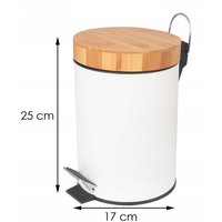 Odpadkový kôš do kúpeľne s bambusovým krytom 3l - biely