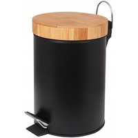 Odpadkový kôš do kúpeľne s bambusovým krytom 3l - čierny