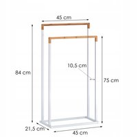Stojan na uteráky - 2 ramenný - biely s bambusom