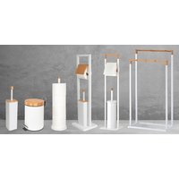 Stojan na uteráky - 2 ramenný - biely s bambusom