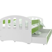 Detská posteľ so zásuvkou HAPPY - 160x80 cm - zeleno-biela
