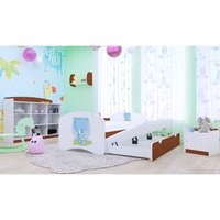 Detská posteľ pre DVOCH (s výsuvným lôžkom) 200x90 cm - MODRÝ MACKO