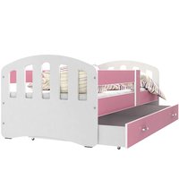 Detská posteľ so zásuvkou HAPPY - 180x80 cm - ružovo-biela