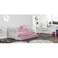 Detská posteľ so zásuvkou HAPPY - 180x80 cm - ružovo-biela