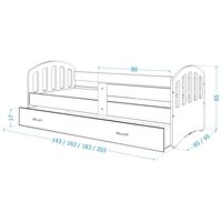 Detská posteľ so zásuvkou HAPPY - 180x80 cm - biela