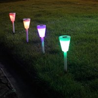 Záhradné LED RGB solárna lampa do zeme SUMMER 37x7,5 cm - biela