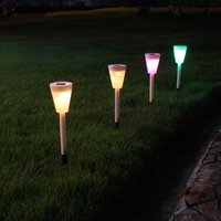 Záhradné LED RGB solárna lampa do zeme SUMMER 37x7,5 cm - biela