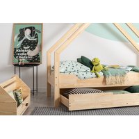 Detská domčeková posteľ so zásuvkou z masívu LOCA A - 160x90 cm
