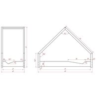 Detská domčeková posteľ so zásuvkou z masívu LOCA A - 190x90 cm