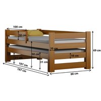 Detská posteľ z masívu PAVLÍK DUO - 190x80/180x80 cm