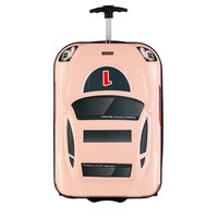 Detský cestovný kufor AUTO race - ružovo / čierny