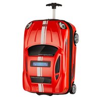 Detský cestovný kufor AUTO šport/hasiči - červený