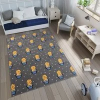 Detský koberec NOX kaktusy - oranžovo / šedý