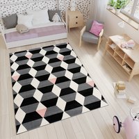 Detský koberec NOX kvádre - sivý / béžový / čierny