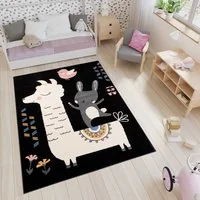 Detský koberec NOX zvieratká - čierny