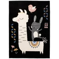 Detský koberec NOX zvieratká - čierny