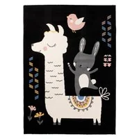 Detský koberec NOX zvieratká - čierny