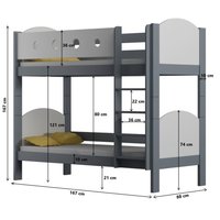 Detská poschodová posteľ z masívu VIKI (4) - 160x80 cm