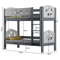 Detská poschodová posteľ z masívu MOLI (2) - 160x80 cm