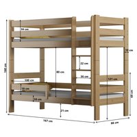 Detská poschodová posteľ z masívu GABI - 160x80 cm