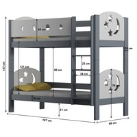 Detská poschodová posteľ z masívu MOLI (2) - 180x80 cm