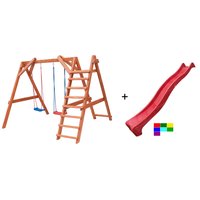 Detské drevené ihrisko IRIS - 3m šmykľavka a 2x hojdačka