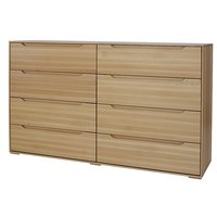 Komoda z masívu buka MODERN - 8 šuplíkov - drevené nohy - 150x41x88 cm