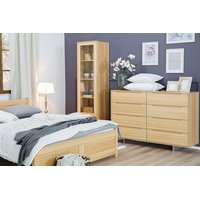 Komoda z masívu buka MODERN - 8 šuplíkov - drevené nohy - 150x41x88 cm