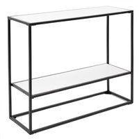 Konzolový stolík Kalis s policou 90x72x30 cm - čierny / biely
