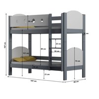 Detská poschodová posteľ TANY - 180x80 cm - 10 farieb