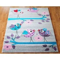 Detský koberec Vtáčiky - sivý