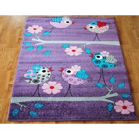 Detský koberec Vtáčiky - fialový